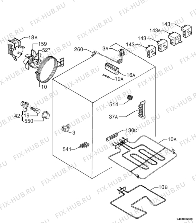 Взрыв-схема плиты (духовки) Privileg 155645_8696 - Схема узла Electrical equipment 268